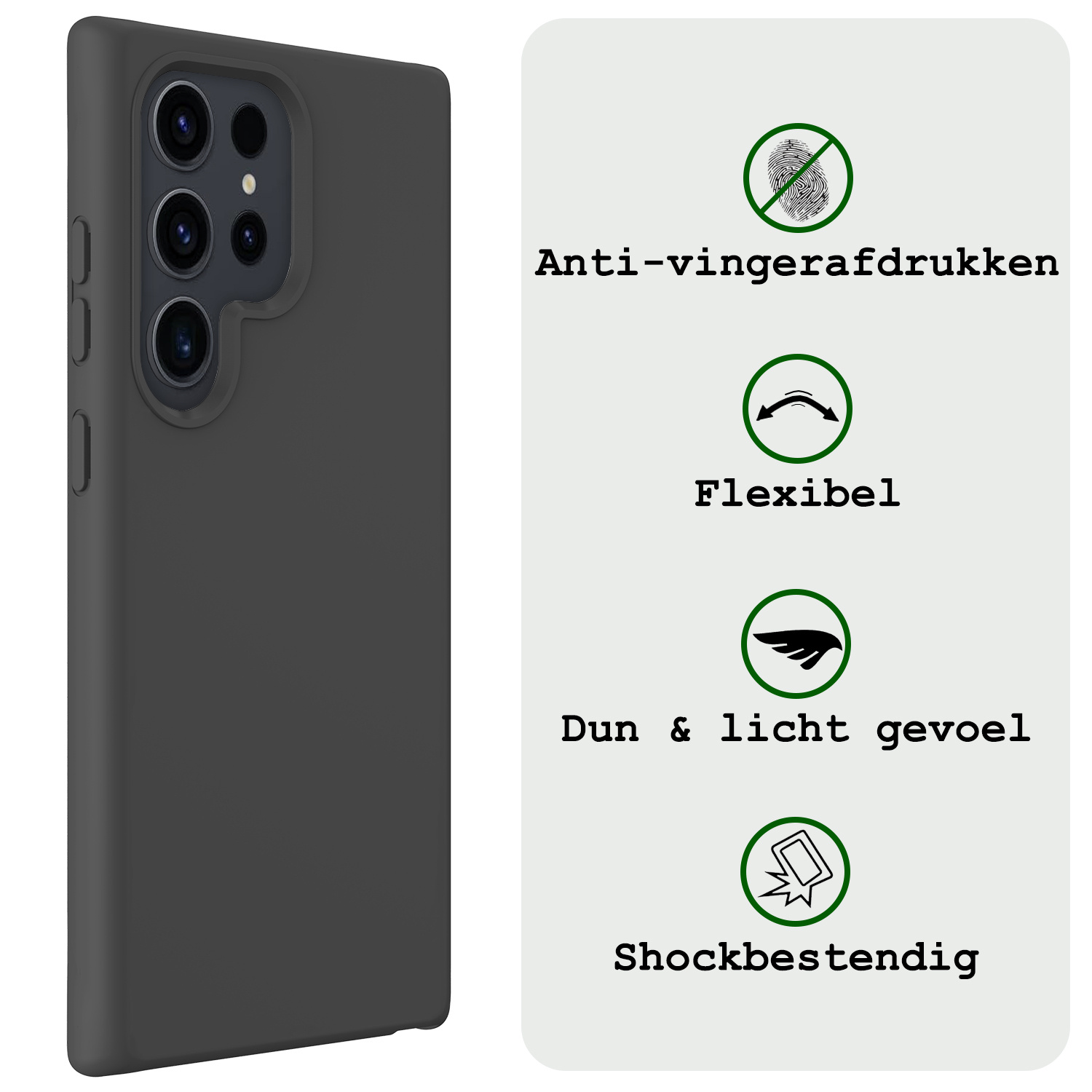 BASEY. Hoes Geschikt voor Samsung S24 Ultra Hoesje Siliconen Back Cover Case - Hoesje Geschikt voor Samsung Galaxy S24 Ultra Hoes Cover Hoesje - Zwart