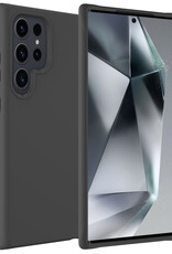 BASEY. Hoes Geschikt voor Samsung S24 Ultra Hoesje Siliconen Back Cover Case - Hoesje Geschikt voor Samsung Galaxy S24 Ultra Hoes Cover Hoesje - Zwart