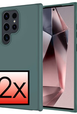 NoXx Hoes Geschikt voor Samsung S24 Ultra Hoesje Cover Siliconen Back Case Hoes - Donkergroen - 2x