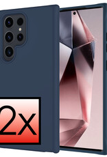 NoXx Hoes Geschikt voor Samsung S24 Ultra Hoesje Cover Siliconen Back Case Hoes - Donkerblauw - 2x