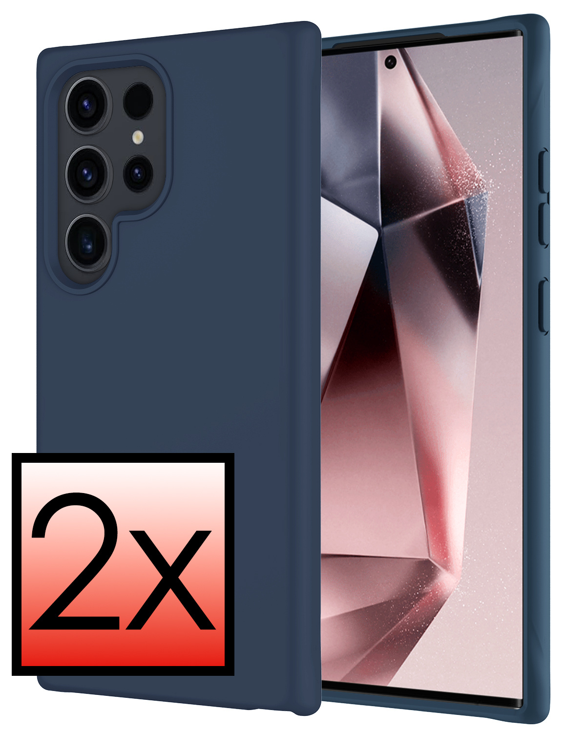 NoXx Hoes Geschikt voor Samsung S24 Ultra Hoesje Cover Siliconen Back Case Hoes - Donkerblauw - 2x