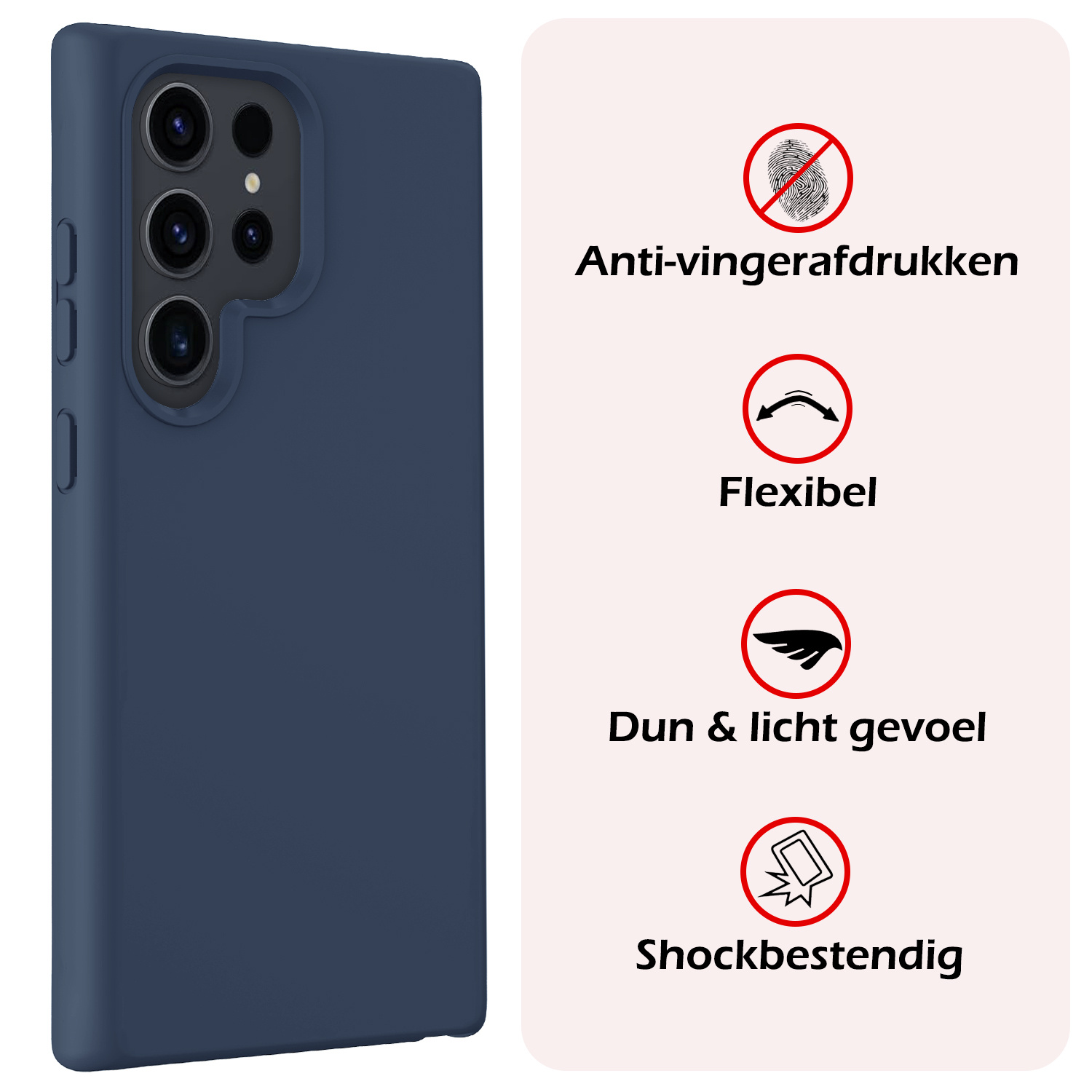 NoXx Hoes Geschikt voor Samsung S24 Ultra Hoesje Cover Siliconen Back Case Hoes - Donkerblauw - 2x