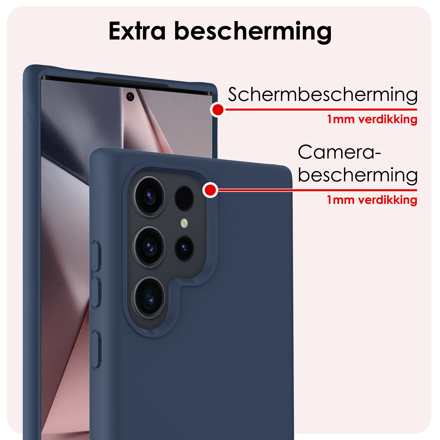 NoXx Hoes Geschikt voor Samsung S24 Ultra Hoesje Cover Siliconen Back Case Hoes - Donkerblauw - 2x