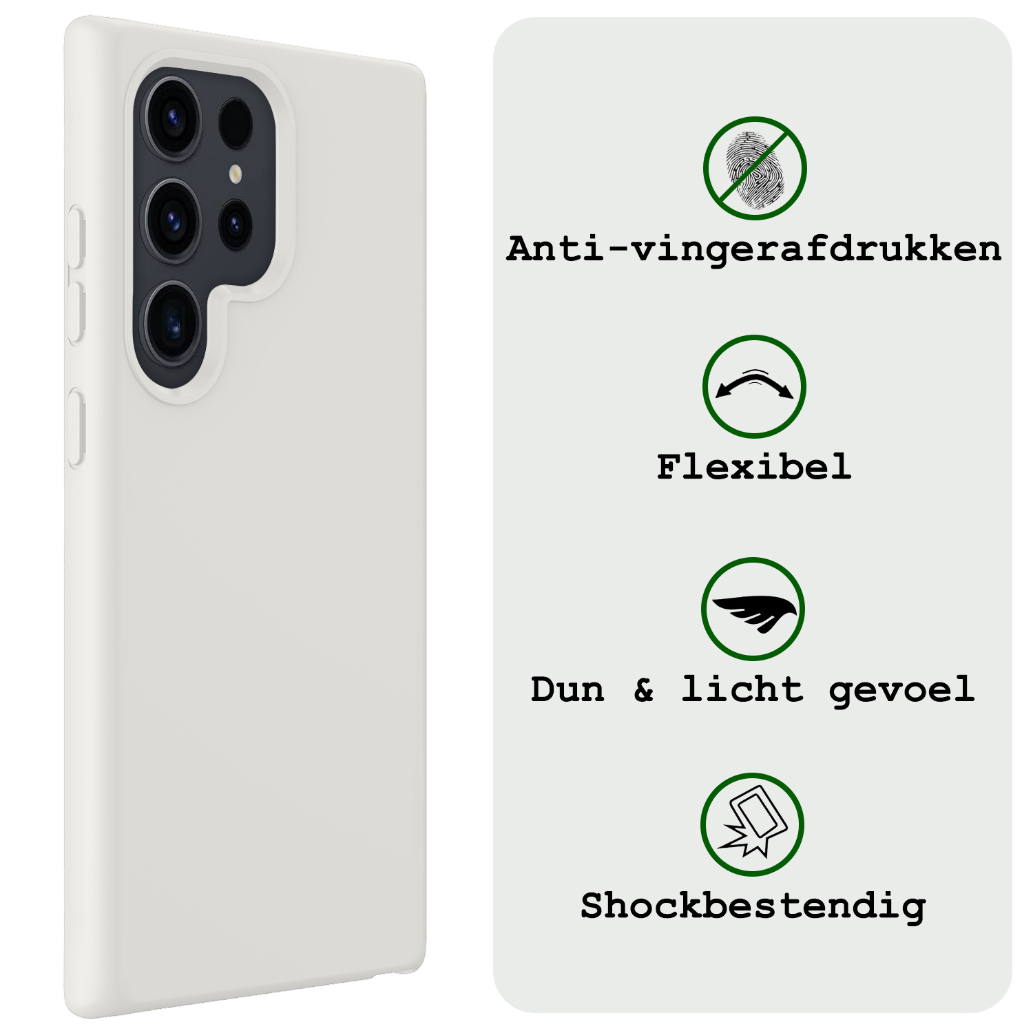 BASEY. Hoes Geschikt voor Samsung S24 Ultra Hoesje Siliconen Back Cover Case - Hoesje Geschikt voor Samsung Galaxy S24 Ultra Hoes Cover Hoesje - Wit