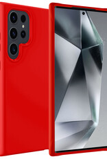 BASEY. Hoes Geschikt voor Samsung S24 Ultra Hoesje Siliconen Back Cover Case - Hoesje Geschikt voor Samsung Galaxy S24 Ultra Hoes Cover Hoesje - Rood