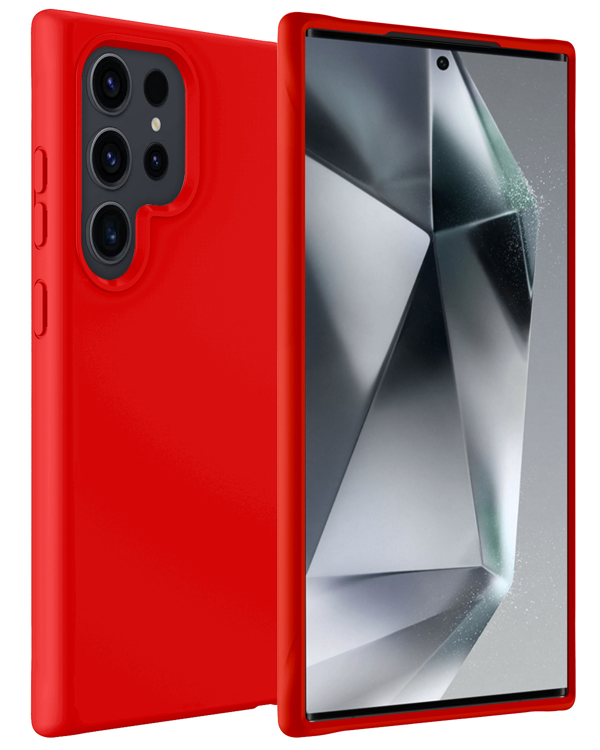 BASEY. Hoes Geschikt voor Samsung S24 Ultra Hoesje Siliconen Back Cover Case - Hoesje Geschikt voor Samsung Galaxy S24 Ultra Hoes Cover Hoesje - Rood