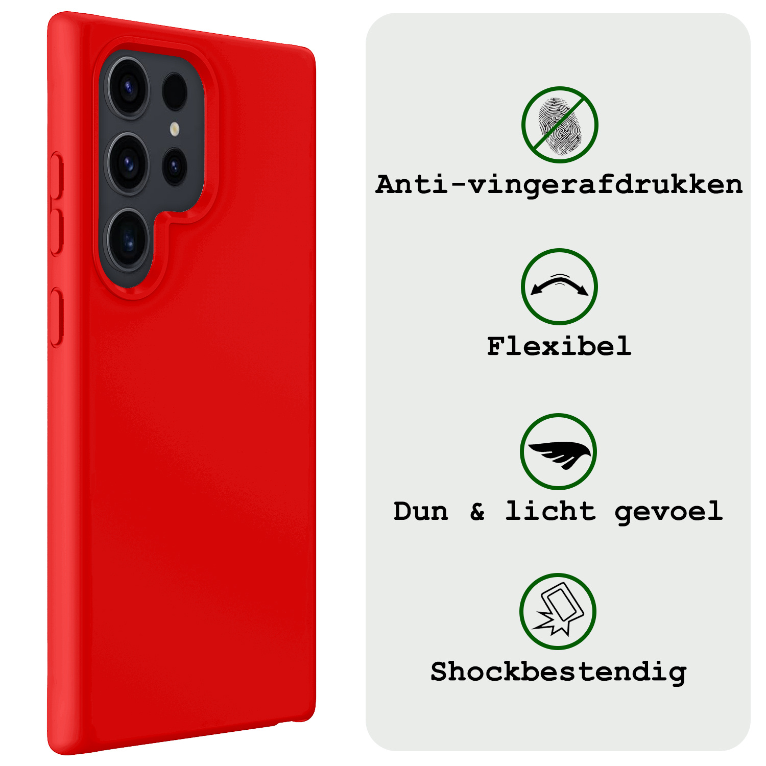BASEY. Hoes Geschikt voor Samsung S24 Ultra Hoesje Siliconen Back Cover Case - Hoesje Geschikt voor Samsung Galaxy S24 Ultra Hoes Cover Hoesje - Rood