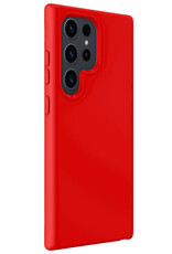 BASEY. Hoes Geschikt voor Samsung S24 Ultra Hoesje Siliconen Back Cover Case - Hoesje Geschikt voor Samsung Galaxy S24 Ultra Hoes Cover Hoesje - Rood