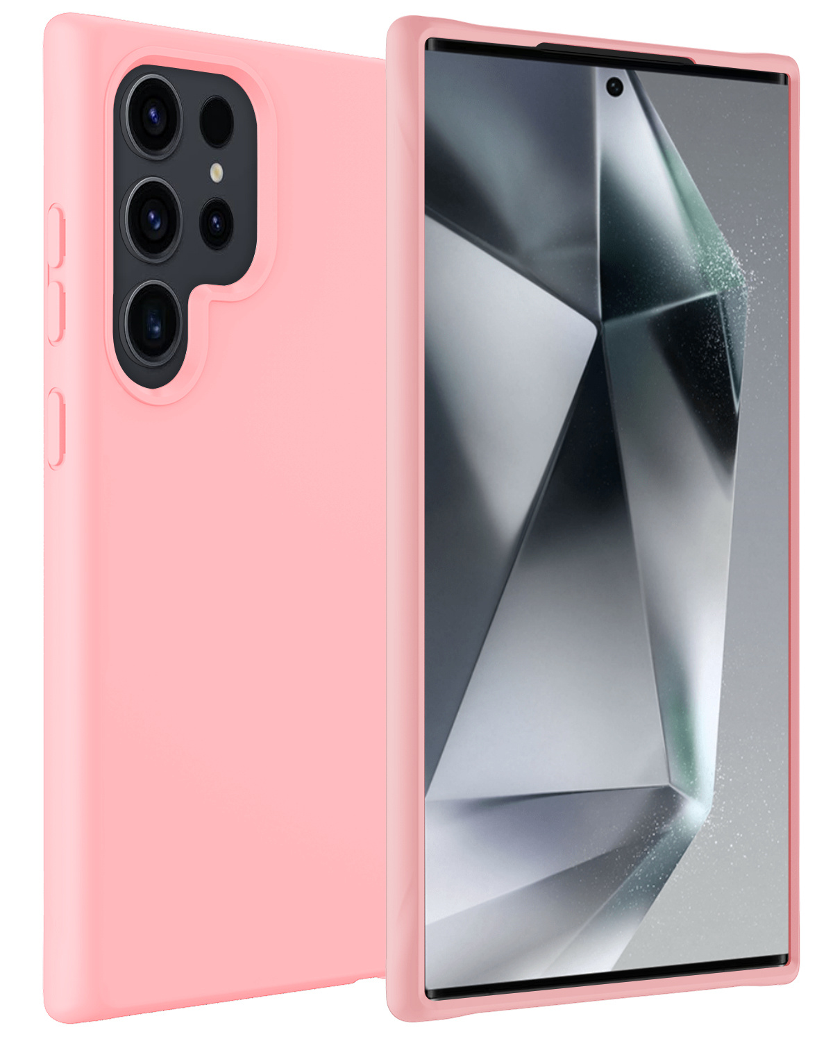 BASEY. Hoes Geschikt voor Samsung S24 Ultra Hoesje Siliconen Back Cover Case - Hoesje Geschikt voor Samsung Galaxy S24 Ultra Hoes Cover Hoesje - Lichtroze