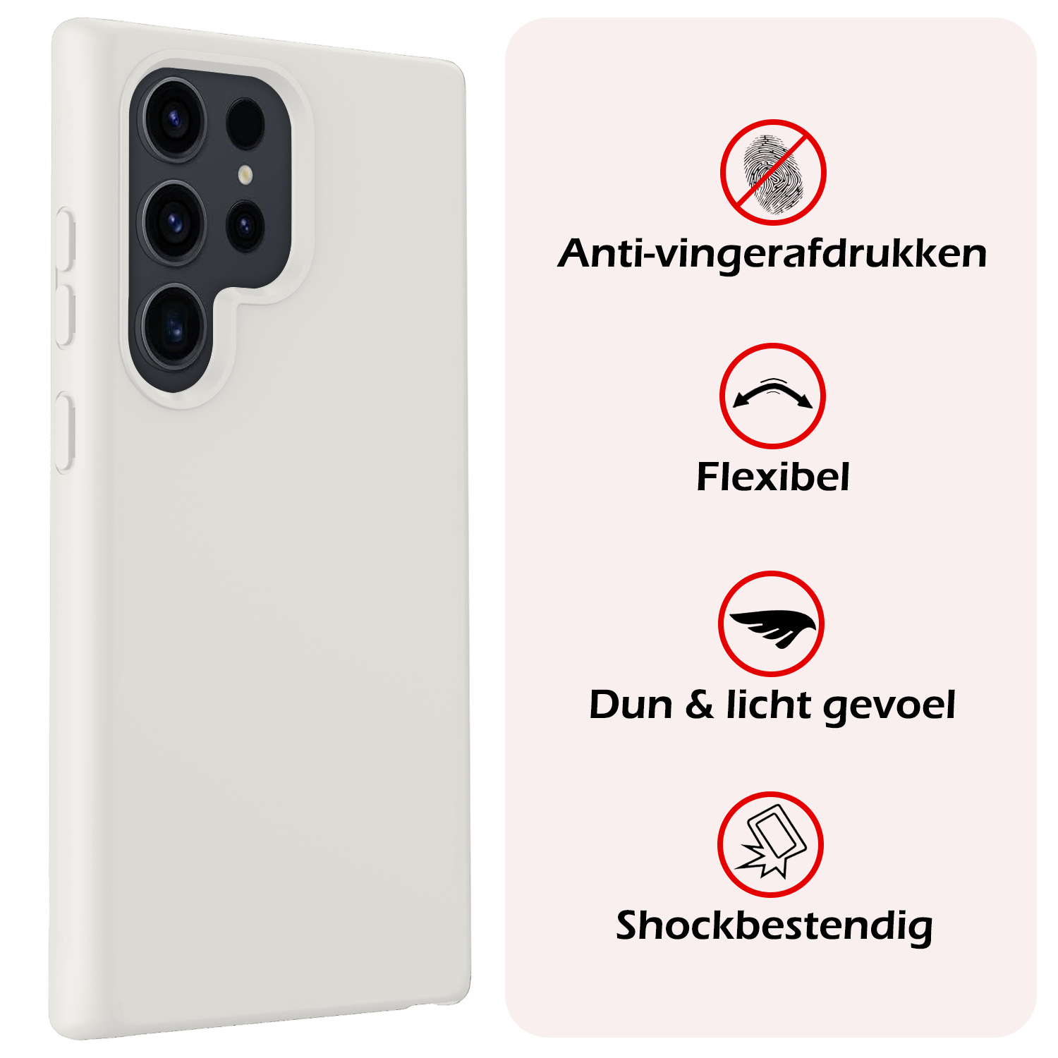 NoXx Hoes Geschikt voor Samsung S24 Ultra Hoesje Cover Siliconen Back Case Hoes - Wit