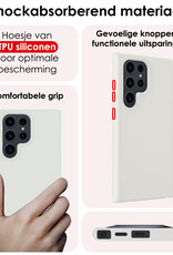 NoXx Hoes Geschikt voor Samsung S24 Ultra Hoesje Cover Siliconen Back Case Hoes - Wit