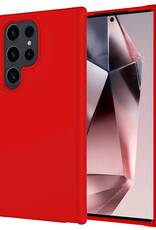 NoXx Hoes Geschikt voor Samsung S24 Ultra Hoesje Cover Siliconen Back Case Hoes - Rood