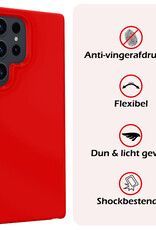 NoXx Hoes Geschikt voor Samsung S24 Ultra Hoesje Cover Siliconen Back Case Hoes - Rood