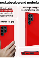 NoXx Hoes Geschikt voor Samsung S24 Ultra Hoesje Cover Siliconen Back Case Hoes - Rood