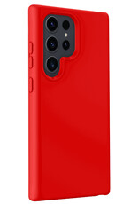 NoXx Hoes Geschikt voor Samsung S24 Ultra Hoesje Cover Siliconen Back Case Hoes - Rood