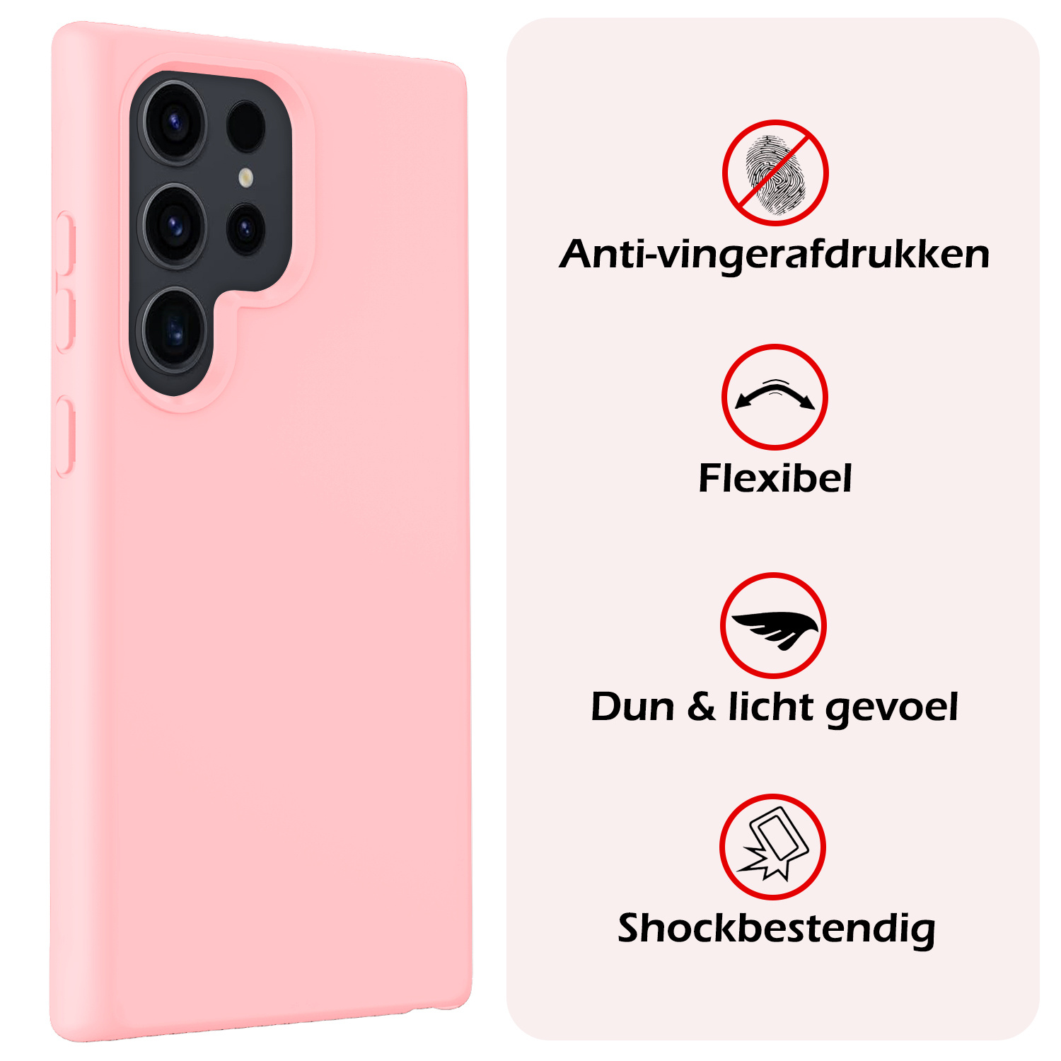 NoXx Hoes Geschikt voor Samsung S24 Ultra Hoesje Cover Siliconen Back Case Hoes - Lichtroze