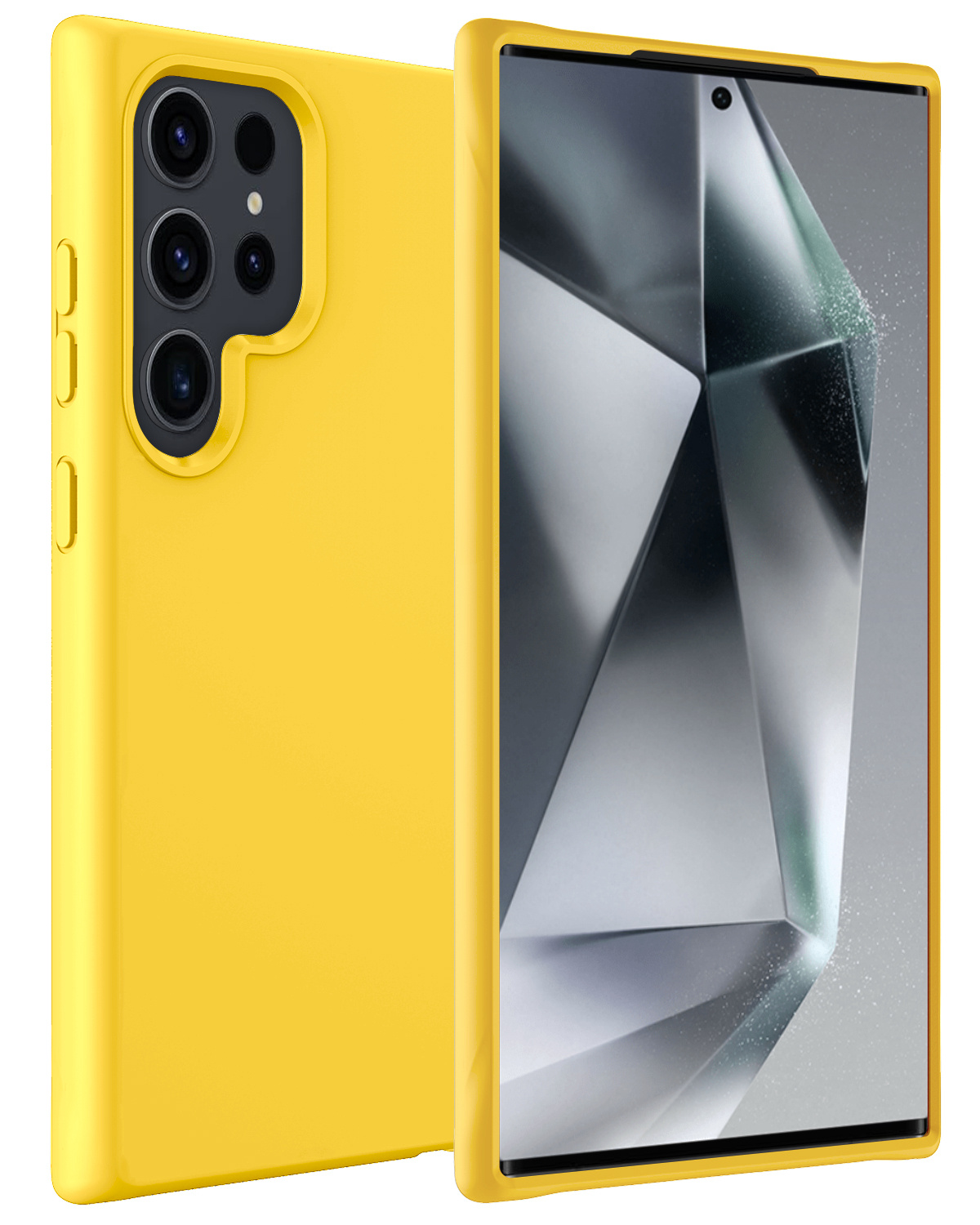 BASEY. Hoes Geschikt voor Samsung S24 Ultra Hoesje Siliconen Back Cover Case - Hoesje Geschikt voor Samsung Galaxy S24 Ultra Hoes Cover Hoesje - Geel