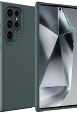 BASEY. Hoes Geschikt voor Samsung S24 Ultra Hoesje Siliconen Back Cover Case - Hoesje Geschikt voor Samsung Galaxy S24 Ultra Hoes Cover Hoesje - Donkergroen