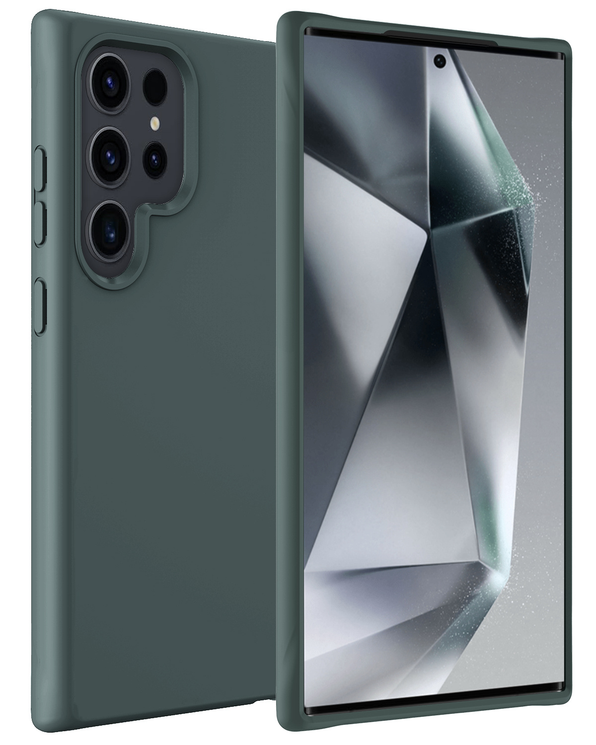 BASEY. Hoes Geschikt voor Samsung S24 Ultra Hoesje Siliconen Back Cover Case - Hoesje Geschikt voor Samsung Galaxy S24 Ultra Hoes Cover Hoesje - Donkergroen