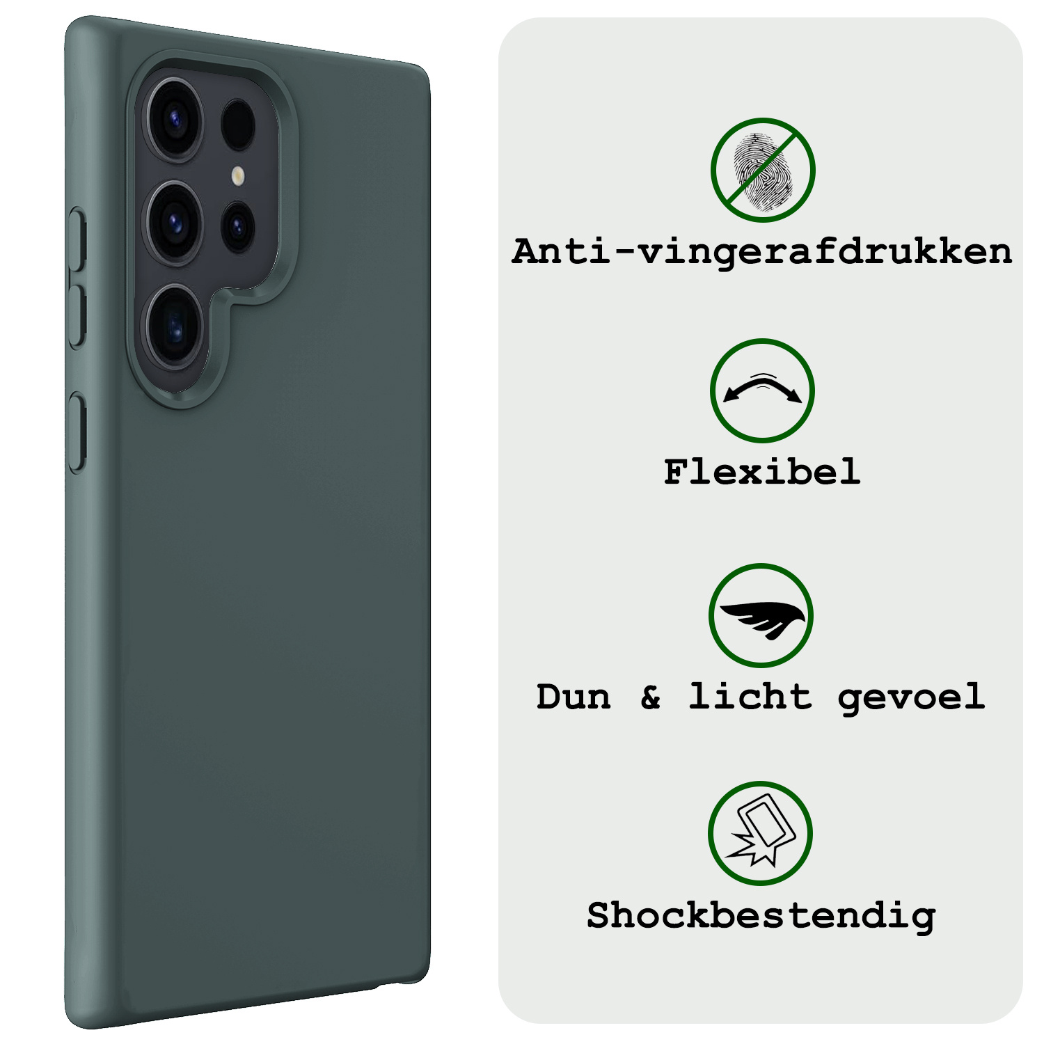 BASEY. Hoes Geschikt voor Samsung S24 Ultra Hoesje Siliconen Back Cover Case - Hoesje Geschikt voor Samsung Galaxy S24 Ultra Hoes Cover Hoesje - Donkergroen