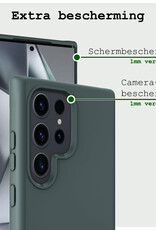 BASEY. Hoes Geschikt voor Samsung S24 Ultra Hoesje Siliconen Back Cover Case - Hoesje Geschikt voor Samsung Galaxy S24 Ultra Hoes Cover Hoesje - Donkergroen