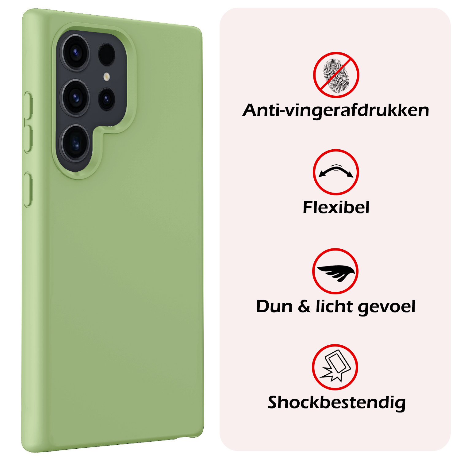 NoXx Hoes Geschikt voor Samsung S24 Ultra Hoesje Cover Siliconen Back Case Hoes - Groen