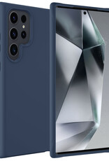 BASEY. Hoes Geschikt voor Samsung S24 Ultra Hoesje Siliconen Back Cover Case - Hoesje Geschikt voor Samsung Galaxy S24 Ultra Hoes Cover Hoesje - Donkerblauw