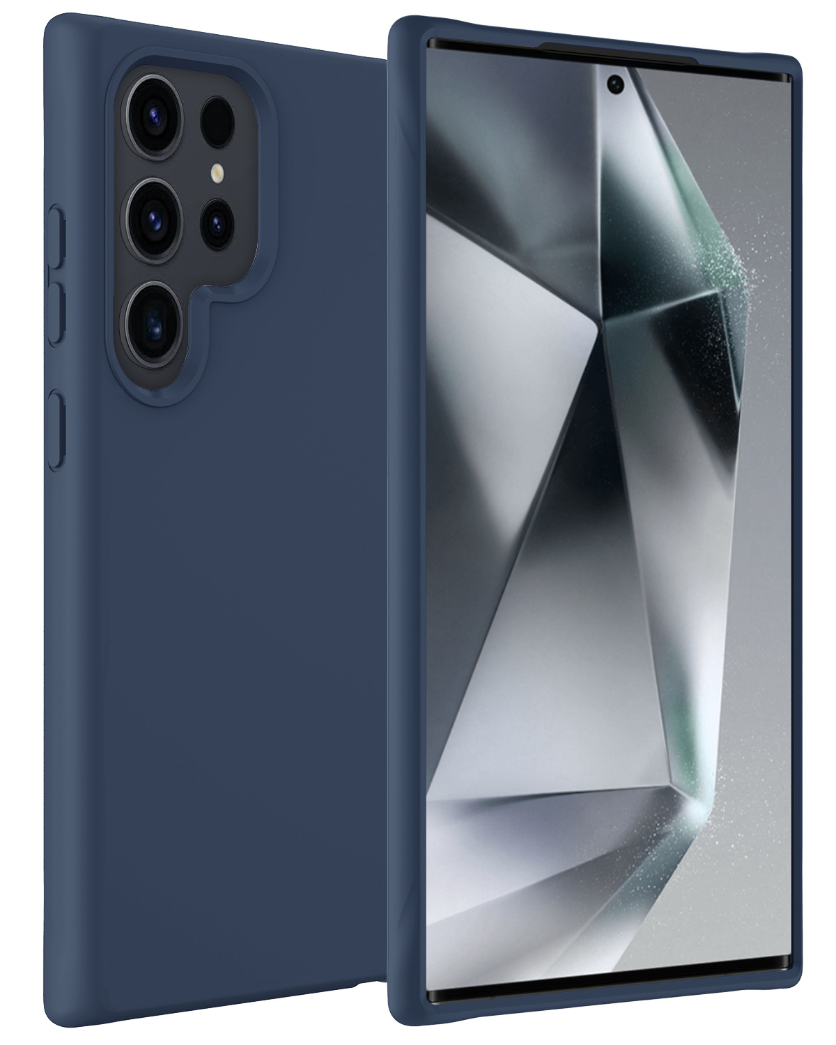 BASEY. Hoes Geschikt voor Samsung S24 Ultra Hoesje Siliconen Back Cover Case - Hoesje Geschikt voor Samsung Galaxy S24 Ultra Hoes Cover Hoesje - Donkerblauw