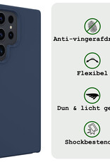 BASEY. Hoes Geschikt voor Samsung S24 Ultra Hoesje Siliconen Back Cover Case - Hoesje Geschikt voor Samsung Galaxy S24 Ultra Hoes Cover Hoesje - Donkerblauw