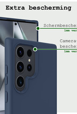 BASEY. Hoes Geschikt voor Samsung S24 Ultra Hoesje Siliconen Back Cover Case - Hoesje Geschikt voor Samsung Galaxy S24 Ultra Hoes Cover Hoesje - Donkerblauw
