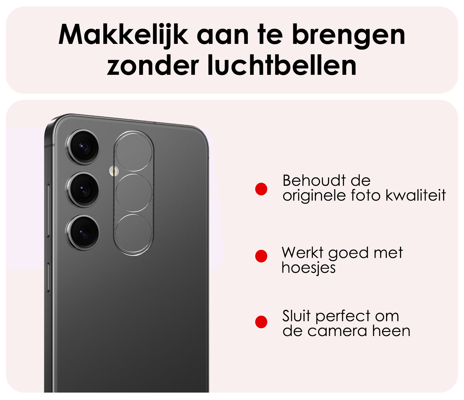 NoXx Screenprotector Geschikt voor Samsung S24 Camera Screenprotector Gehard Glas - Screenprotector Geschikt voor Samsung Galaxy S24 Screenprotector Camera Tempered Glass - 3x