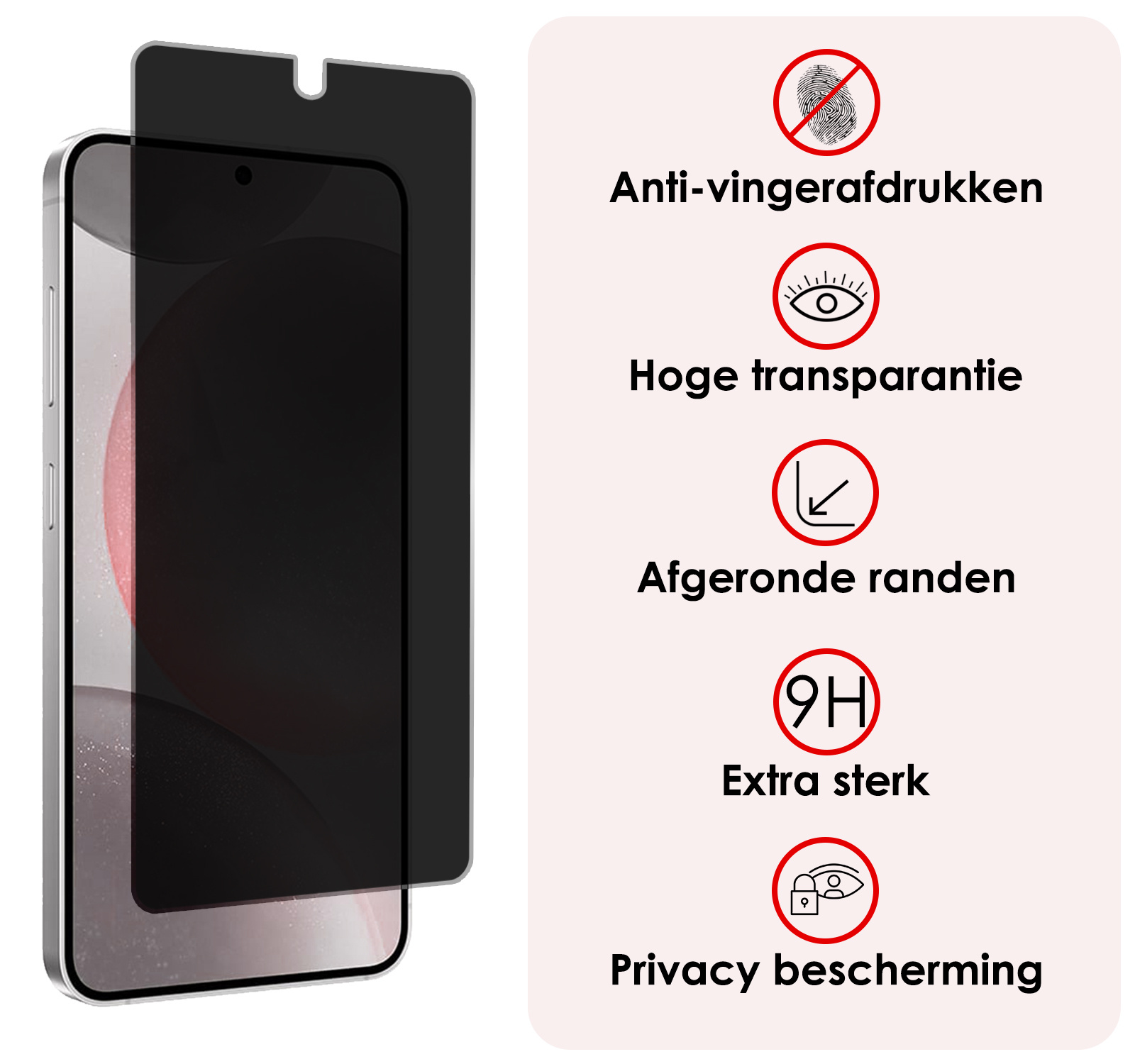 NoXx Screenprotector Geschikt voor Samsung S24 Plus Screenprotector Privacy Tempered Glass Gehard Glas Display Cover - 2x