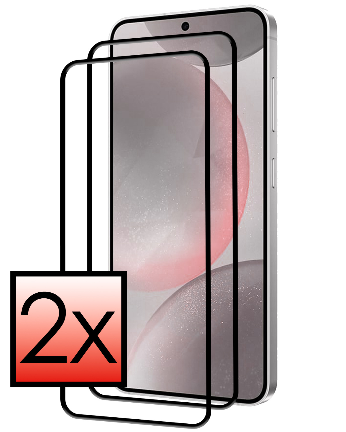 NoXx Screenprotector Geschikt voor Samsung S24 Screenprotector Tempered Glass Gehard Glas Full Cover - 2x