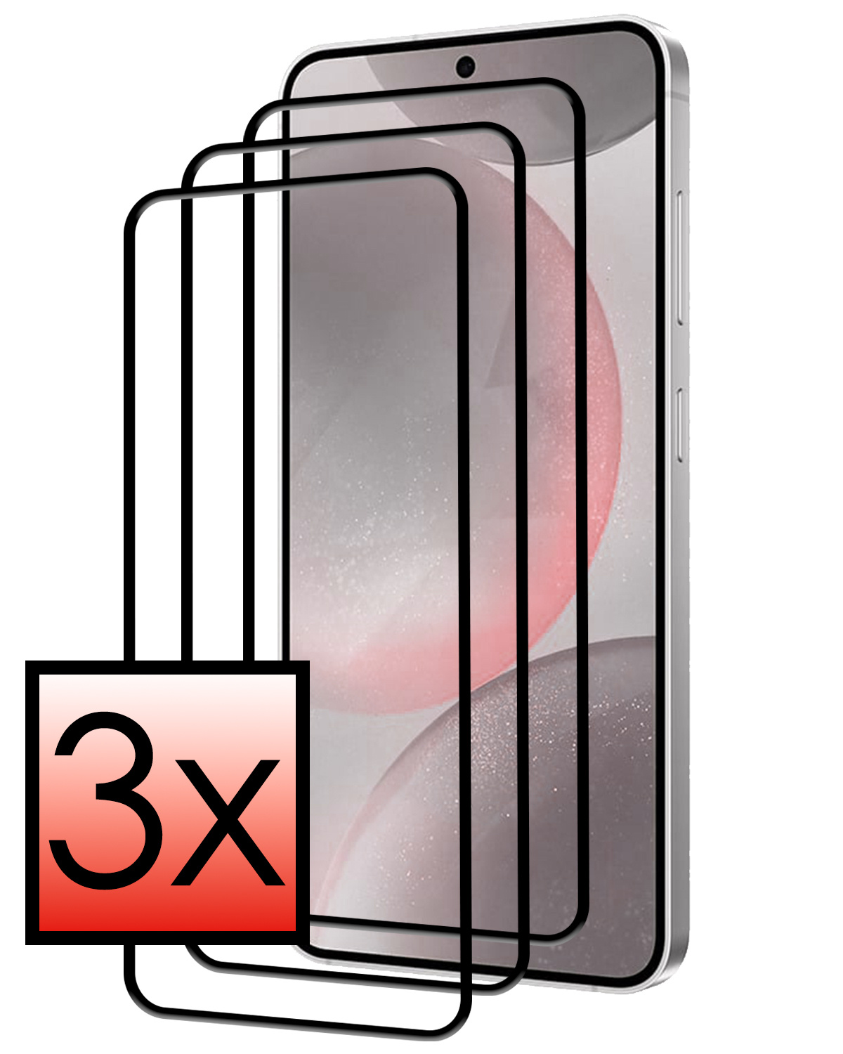 NoXx Screenprotector Geschikt voor Samsung S24 Screenprotector Tempered Glass Gehard Glas Full Cover - 3x