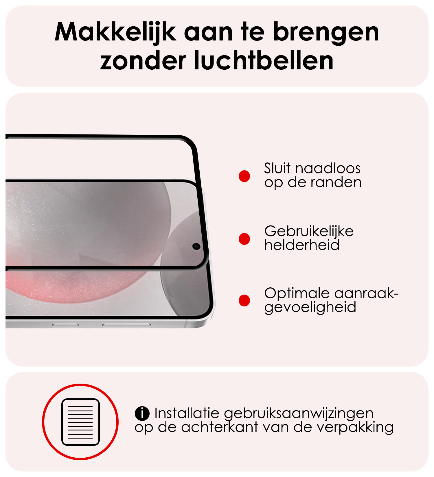 NoXx Screenprotector Geschikt voor Samsung S24 Plus Screenprotector Tempered Glass Gehard Glas Full Cover - 3x