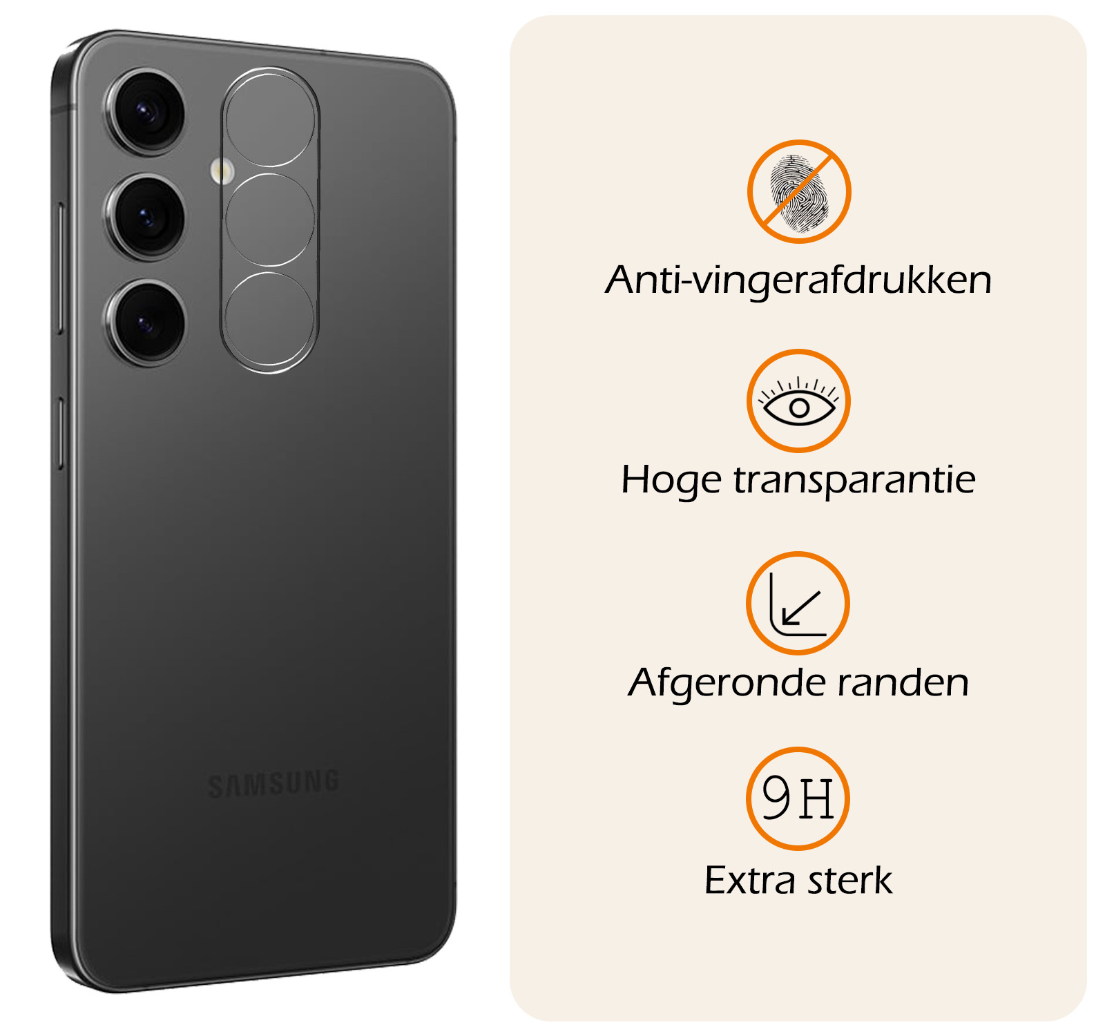 Nomfy Screenprotector Geschikt voor Samsung S24 Plus Camera Screen Protector Beschermglas - Screenprotector Geschikt voor Samsung Galaxy S24 Plus Camera Screenprotector Tempered Glass