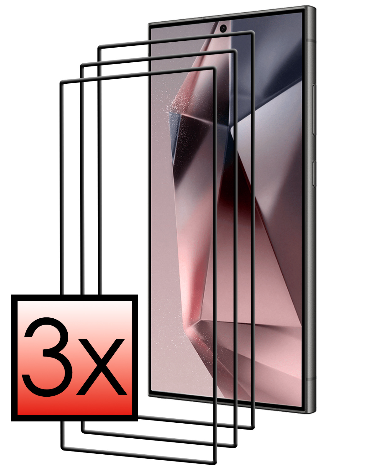 NoXx Screenprotector Geschikt voor Samsung S24 Ultra Screenprotector Tempered Glass Gehard Glas Full Cover - 3x