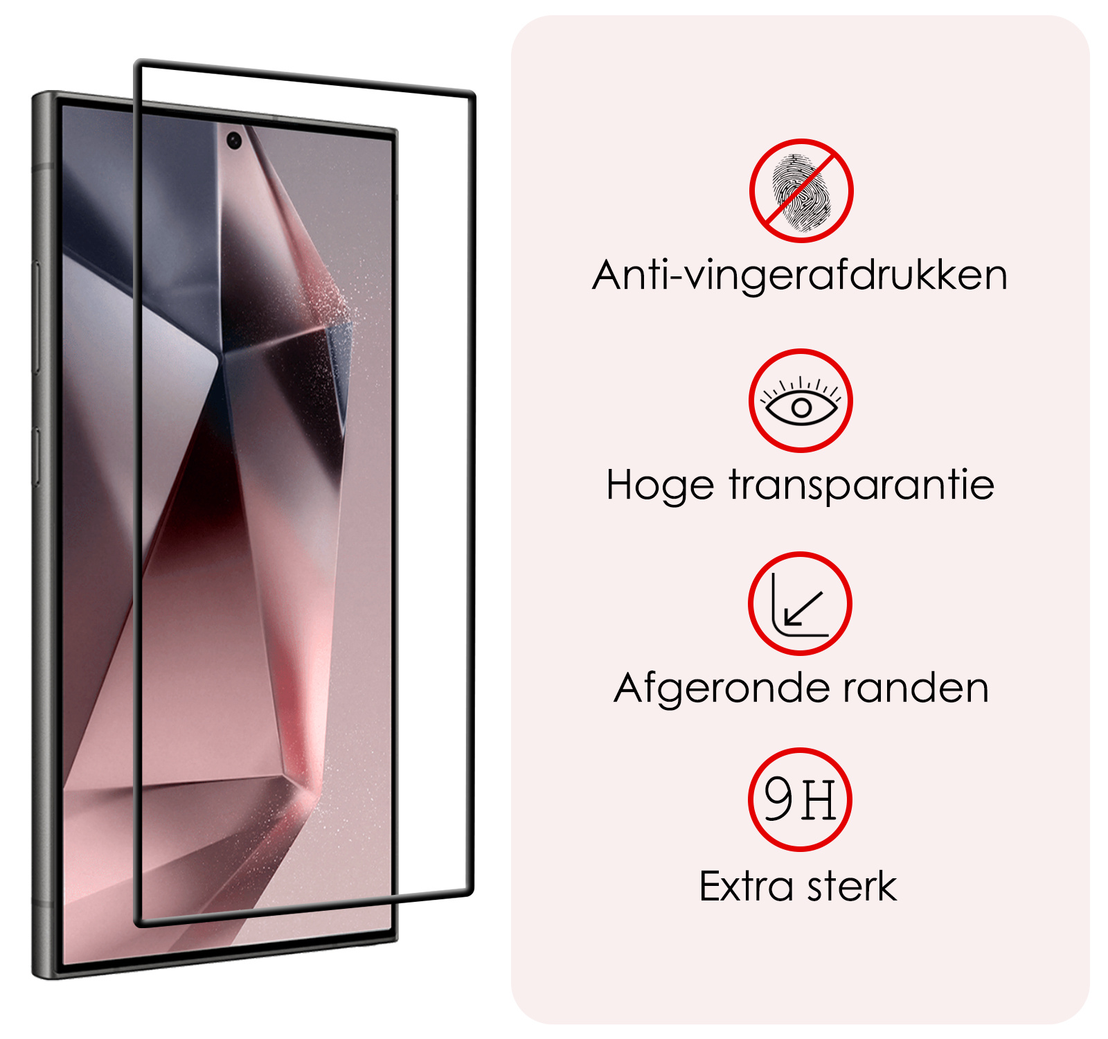 NoXx Screenprotector Geschikt voor Samsung S24 Ultra Screenprotector Tempered Glass Gehard Glas Full Cover - 3x