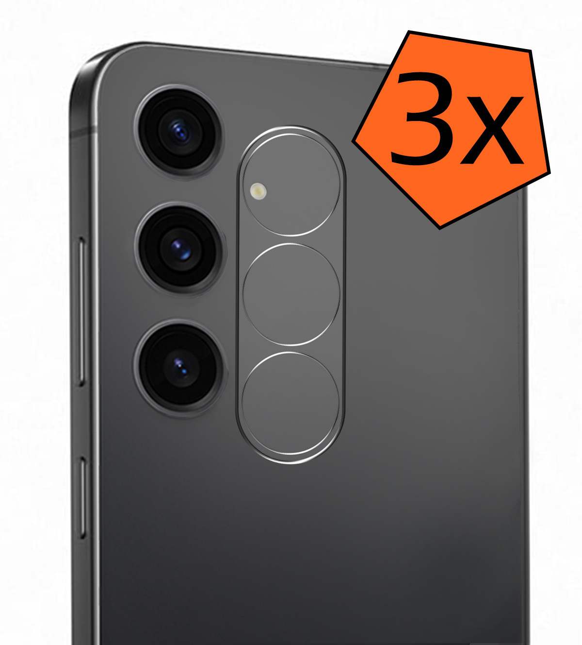 Nomfy Screenprotector Geschikt voor Samsung S24 Camera Screen Protector Beschermglas - Screenprotector Geschikt voor Samsung Galaxy S24 Camera Screenprotector Tempered Glass - 3 PACK