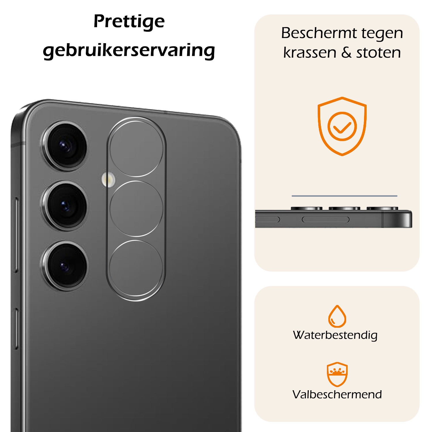 Nomfy Screenprotector Geschikt voor Samsung S24 Camera Screen Protector Beschermglas - Screenprotector Geschikt voor Samsung Galaxy S24 Camera Screenprotector Tempered Glass - 3 PACK