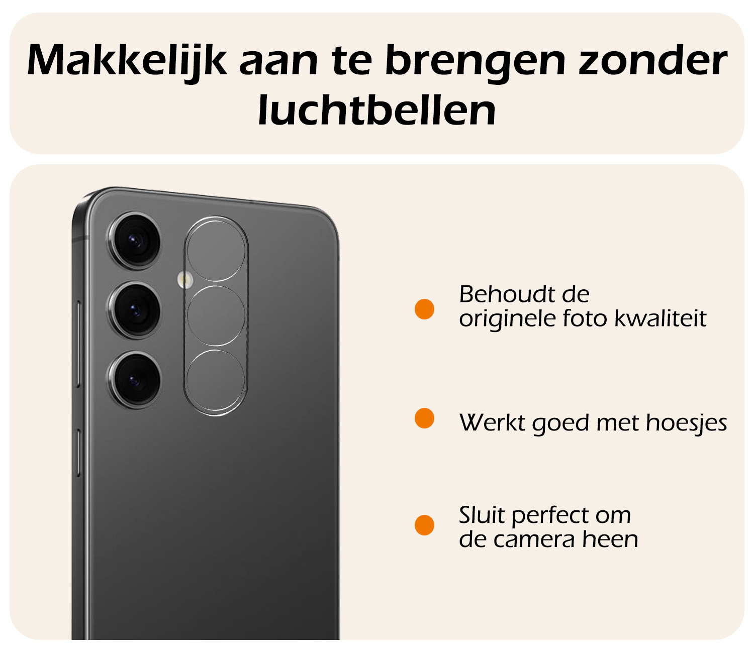 Nomfy Screenprotector Geschikt voor Samsung S24 Camera Screen Protector Beschermglas - Screenprotector Geschikt voor Samsung Galaxy S24 Camera Screenprotector Tempered Glass