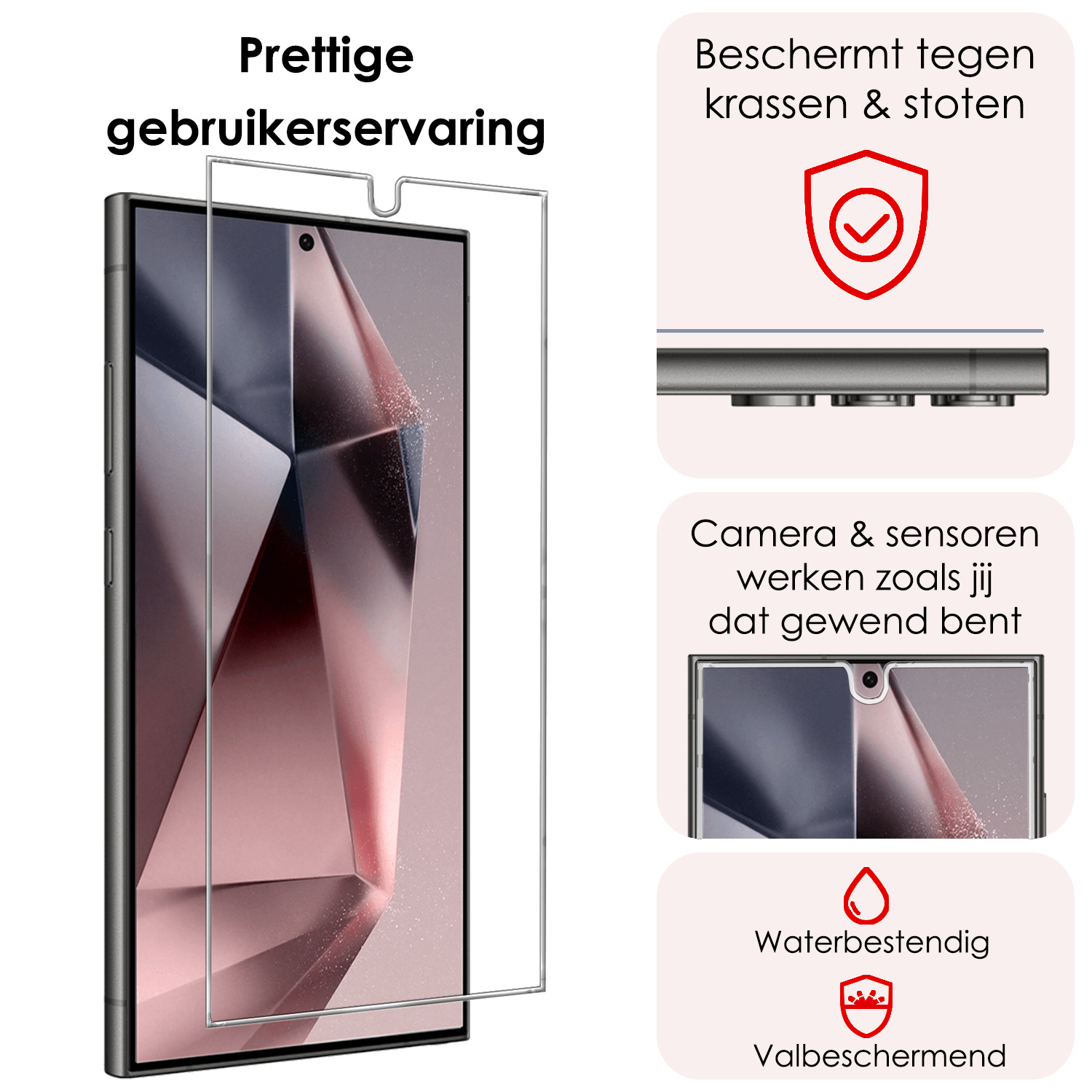 NoXx Screenprotector Geschikt voor Samsung S24 Ultra Screenprotector Tempered Glass Gehard Glas Beschermglas