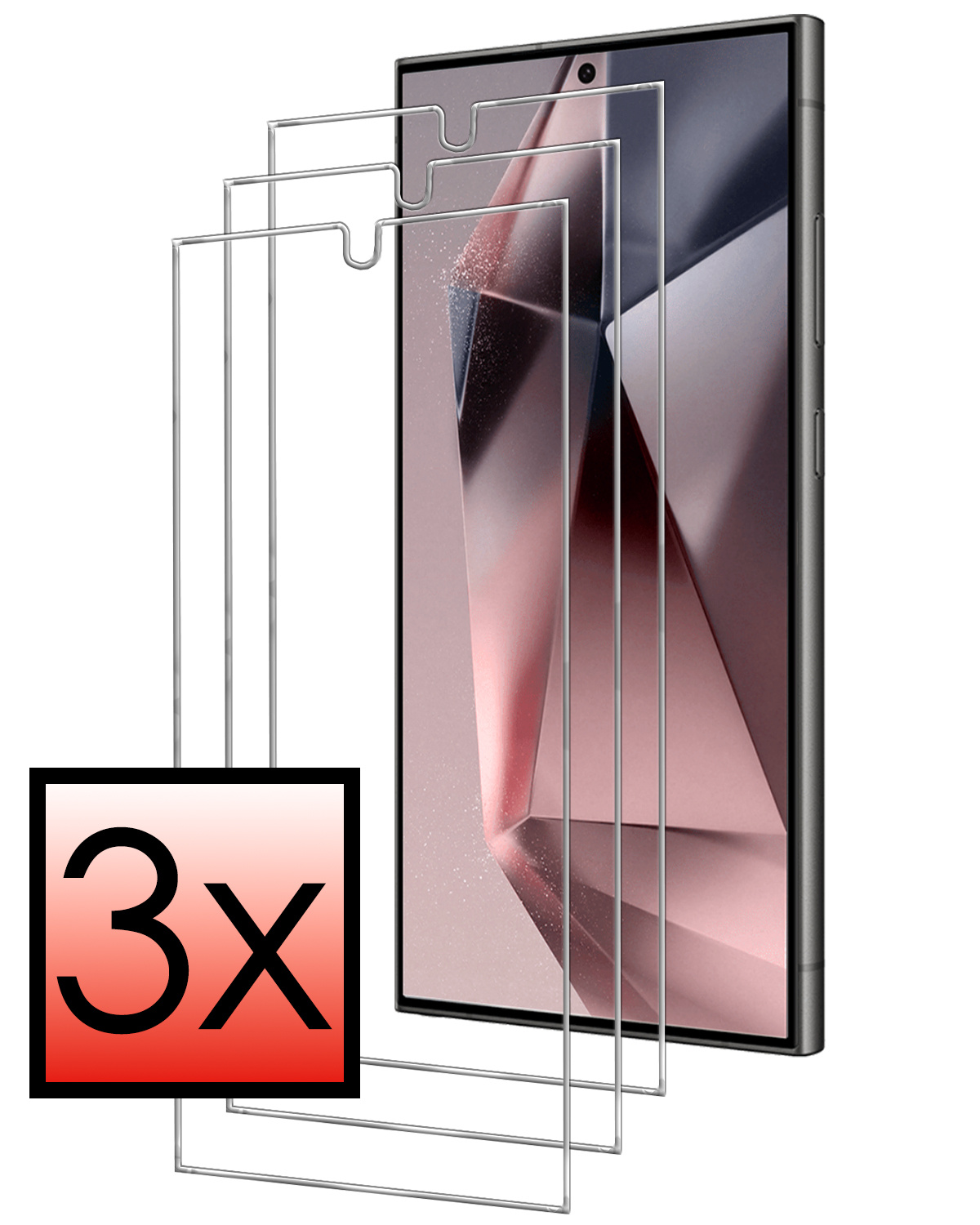 NoXx Screenprotector Geschikt voor Samsung S24 Ultra Screenprotector Tempered Glass Gehard Glas Beschermglas - 3x