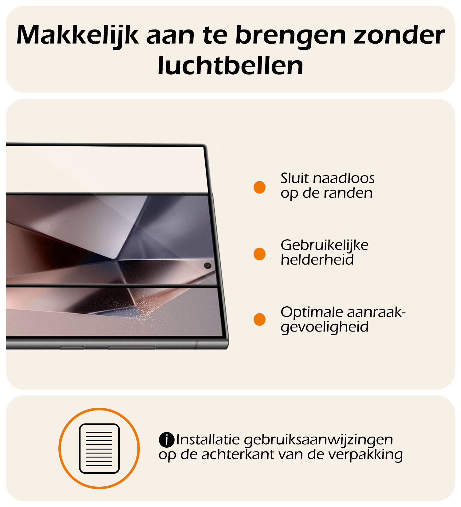 Nomfy Screenprotector Geschikt voor Samsung S24 Ultra Screenprotector Bescherm Glas - Screenprotector Geschikt voor Samsung Galaxy S24 Ultra Screen Protector Tempered Glass Full Screen Full Cover - 3 PACK