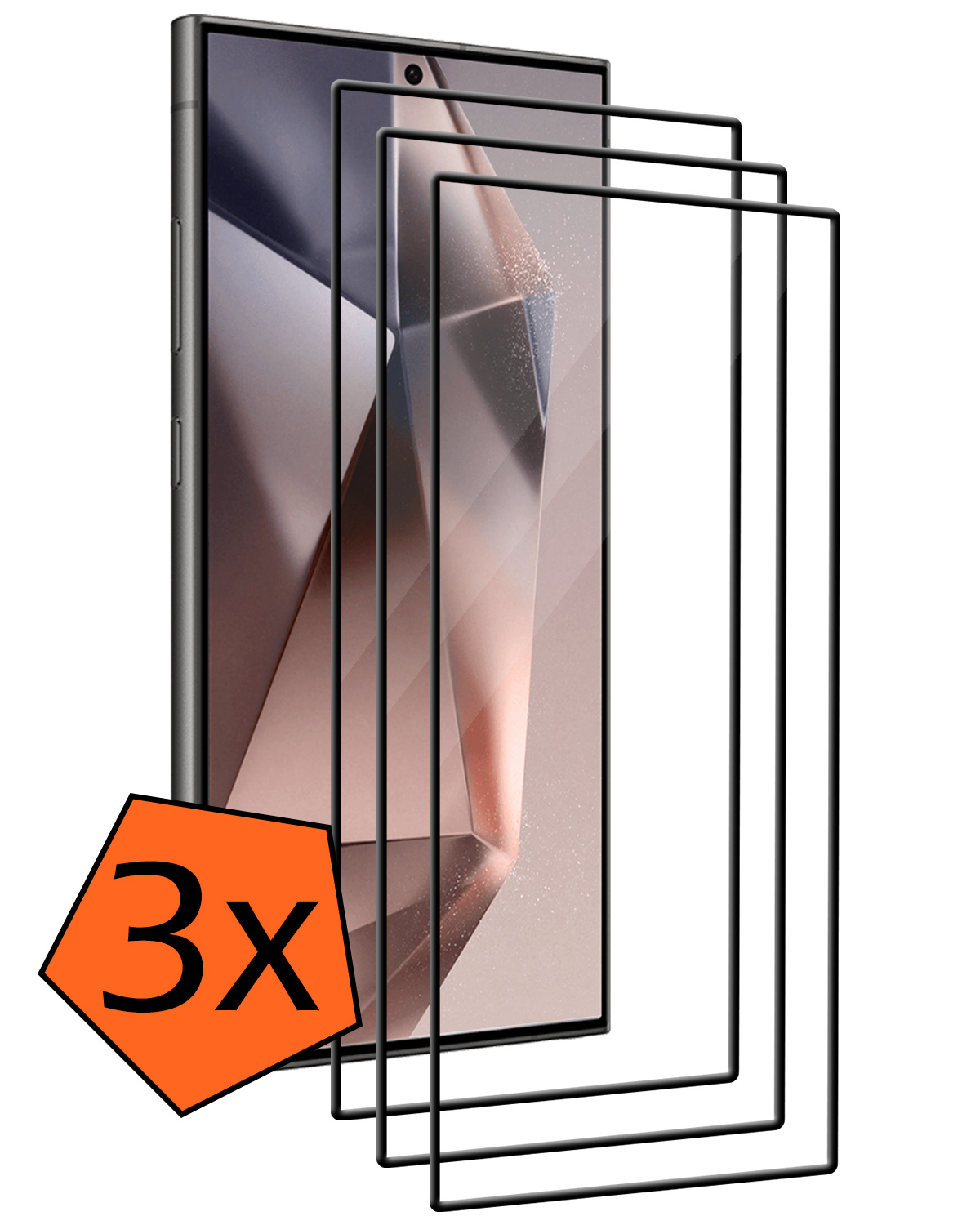 Nomfy Screenprotector Geschikt voor Samsung S24 Ultra Screenprotector Bescherm Glas - Screenprotector Geschikt voor Samsung Galaxy S24 Ultra Screen Protector Tempered Glass Full Screen Full Cover - 3 PACK