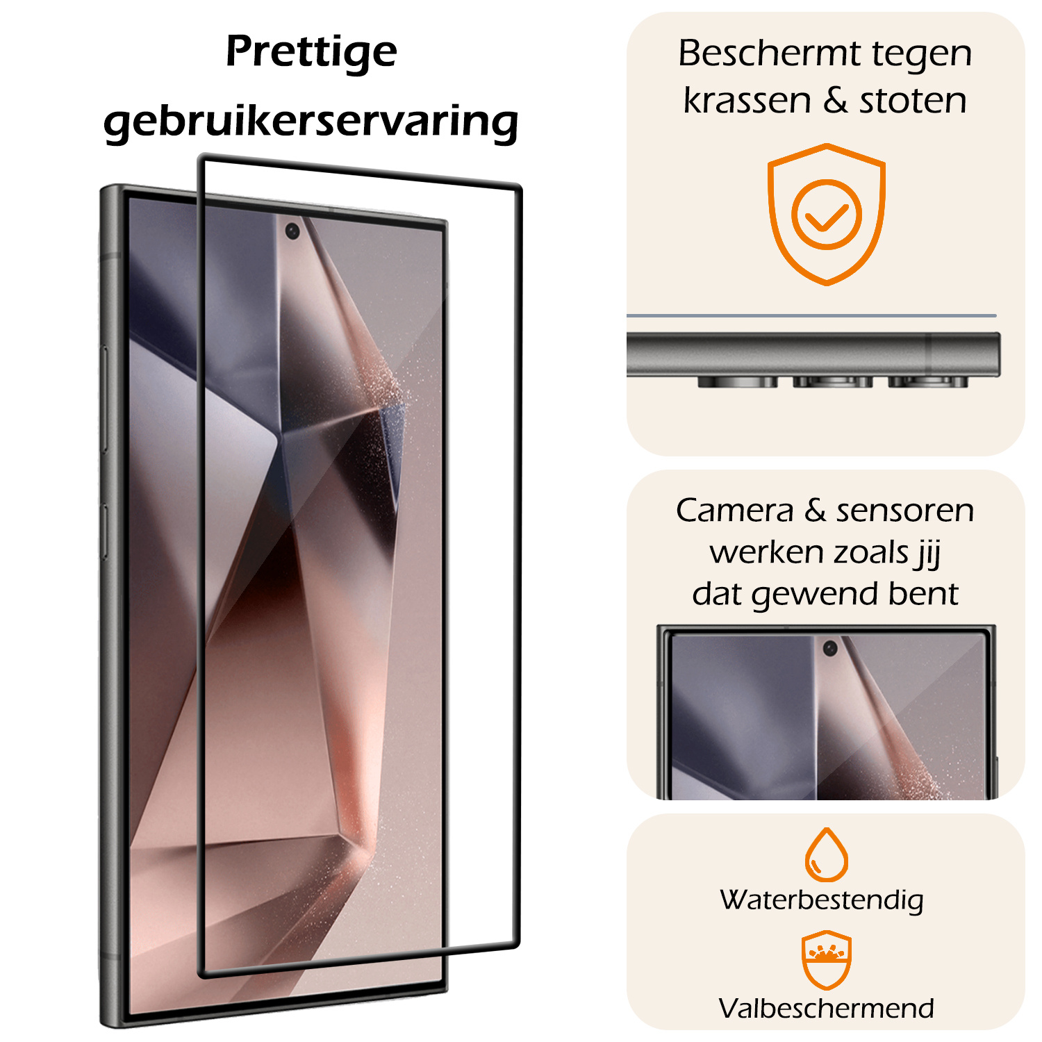 Nomfy Screenprotector Geschikt voor Samsung S24 Ultra Screenprotector Bescherm Glas - Screenprotector Geschikt voor Samsung Galaxy S24 Ultra Screen Protector Tempered Glass Full Screen Full Cover