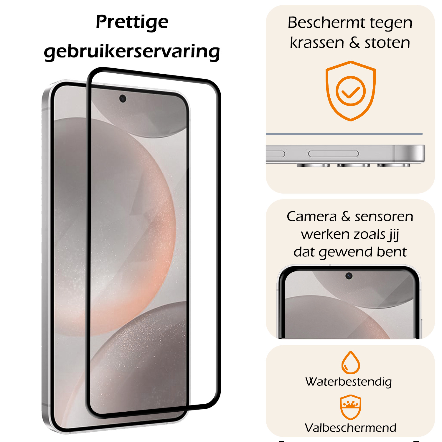 Nomfy Screenprotector Geschikt voor Samsung S24 Plus Screenprotector Bescherm Glas - Screenprotector Geschikt voor Samsung Galaxy S24 Plus Screen Protector Tempered Glass Full Screen Full Cover