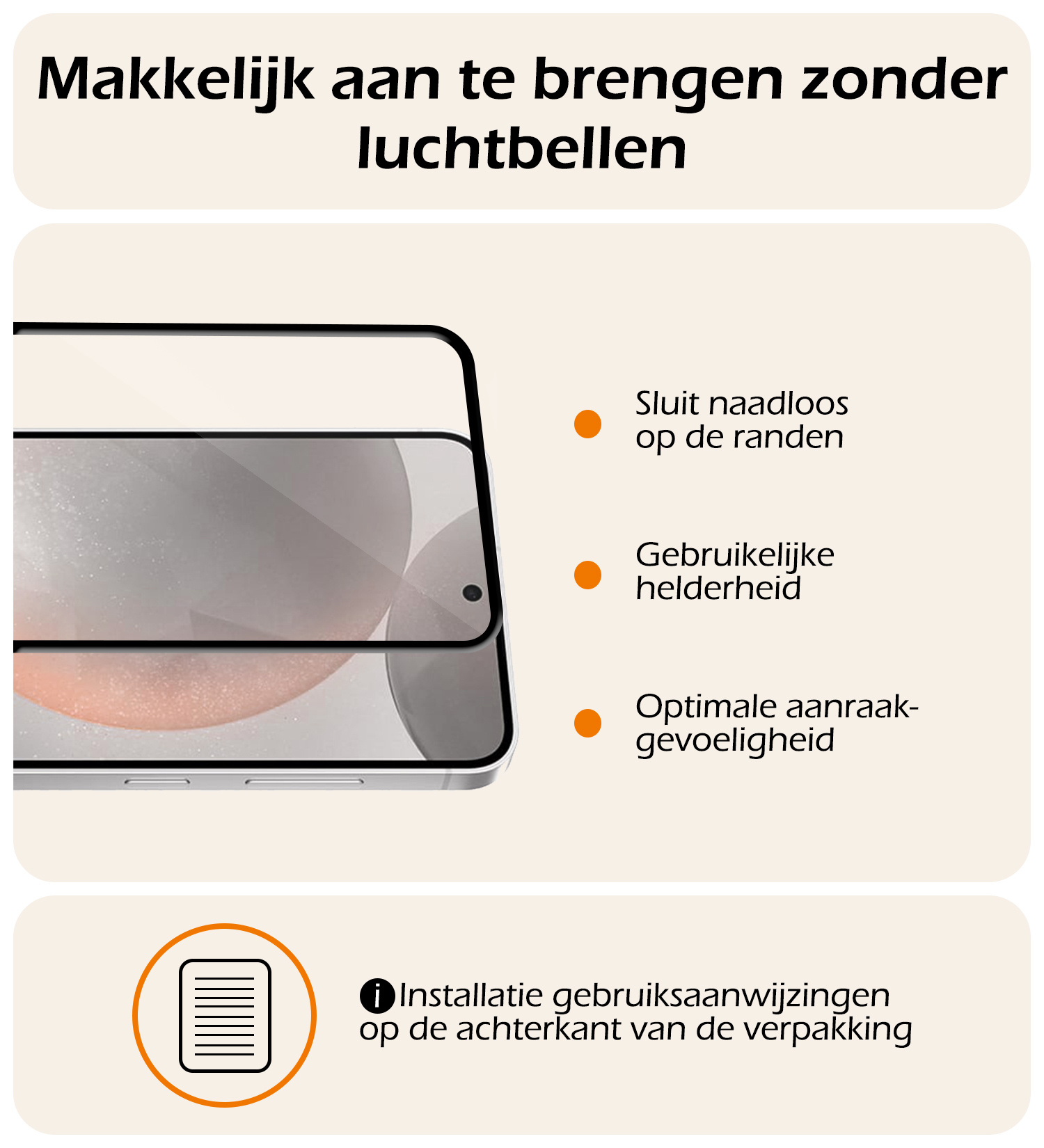 Nomfy Screenprotector Geschikt voor Samsung S24 Screenprotector Bescherm Glas - Screenprotector Geschikt voor Samsung Galaxy S24 Screen Protector Tempered Glass Full Screen Full Cover