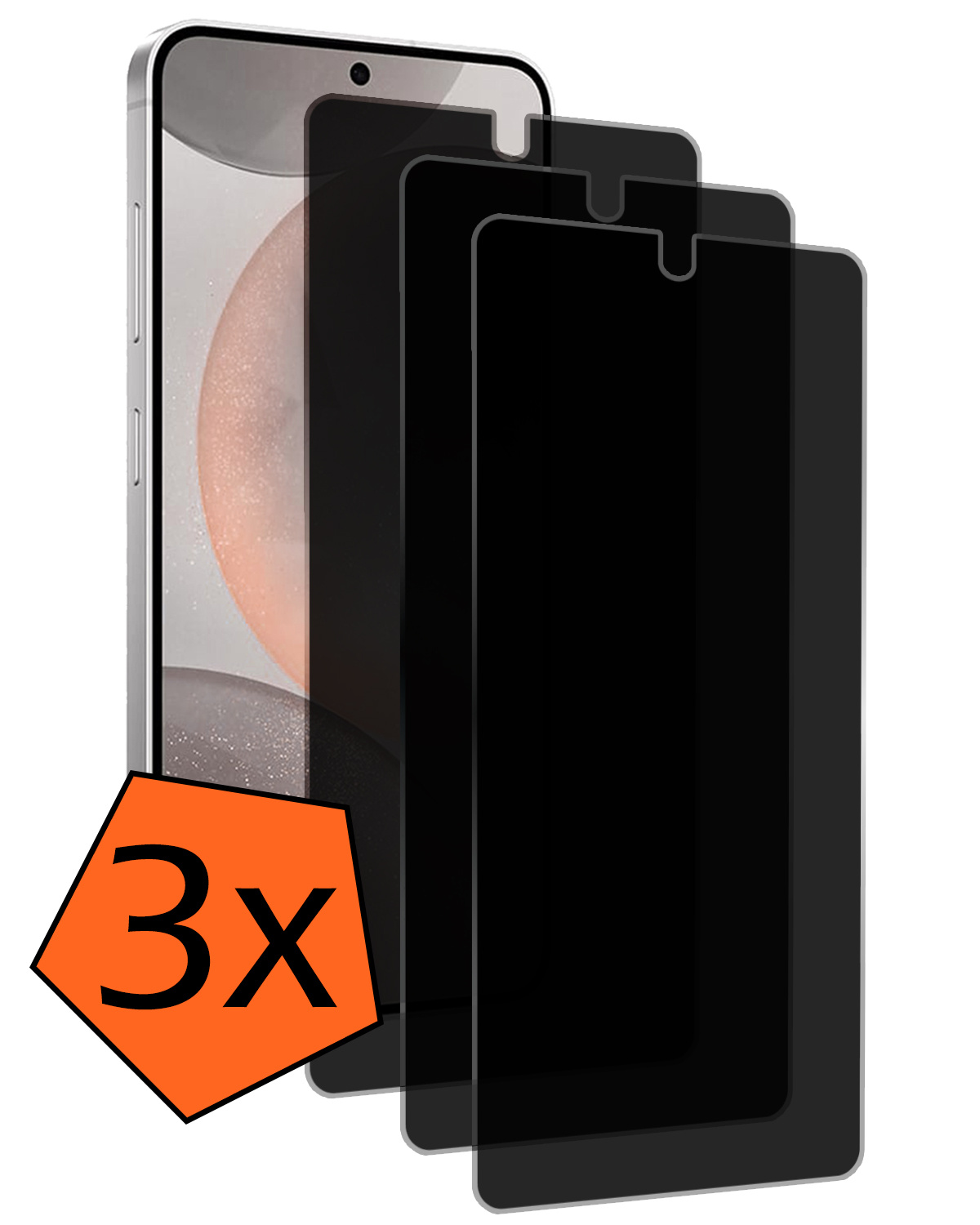 Nomfy Screenprotector Geschikt voor Samsung S24 Screenprotector Privacy Bescherm Glas - Screenprotector Geschikt voor Samsung Galaxy S24 Privacy Screenprotector Tempered Glass - 3 PACK
