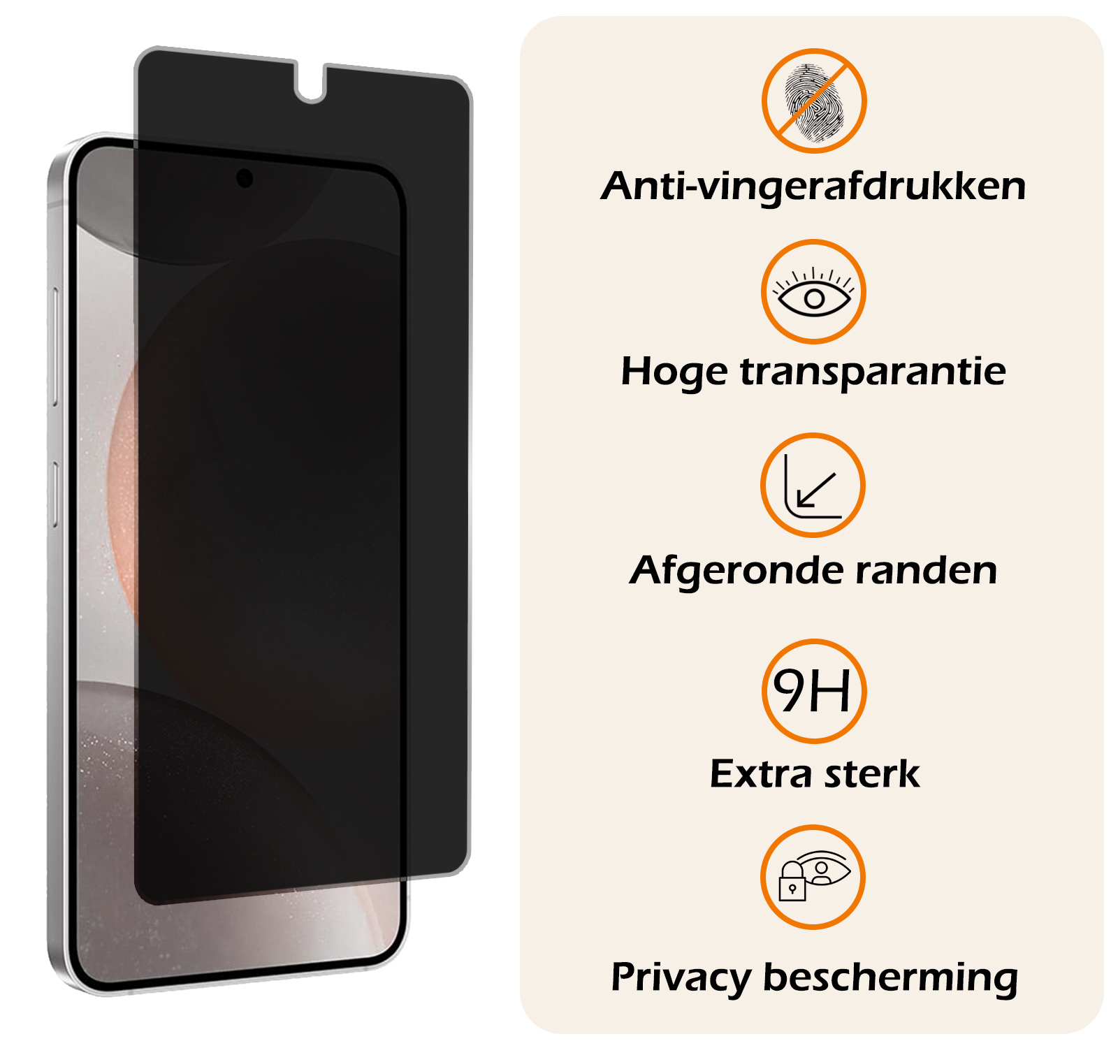 Nomfy Screenprotector Geschikt voor Samsung S24 Screenprotector Privacy Bescherm Glas - Screenprotector Geschikt voor Samsung Galaxy S24 Privacy Screenprotector Tempered Glass - 2 PACK